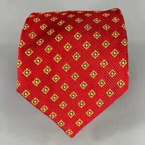 LUCIANO BARBERA Burgundy Orange Abstract Floral Silk Tie